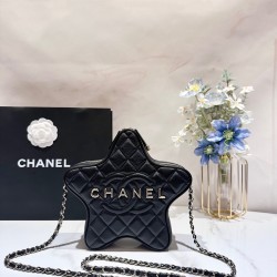 CHANEL 24C Star Handbag Black Champagne Gold Calfskin 4ET1154