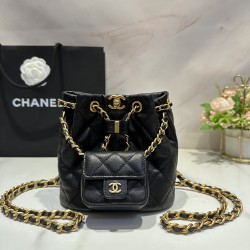 CHANEL Small Drawstring 23A Bucket Black AS3947 CHB022