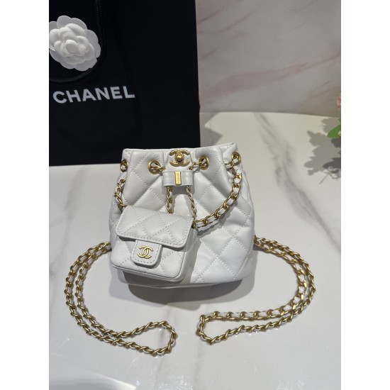 CHANEL Small Drawstring 23A Bucket Black AS3947 CHB022