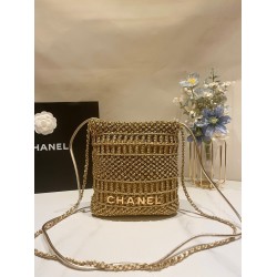  CHANEL Mini 22 Bag Gold Macrame Calfskin Gold Hardware CHB026