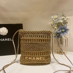  CHANEL Mini 22 Bag Gold Macrame Calfskin Gold Hardware CHB026