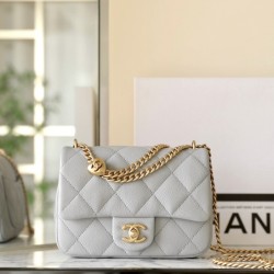  CHANEL Grey Quilted Leather Mini Sweetheart Flap Bag CHB027