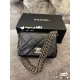  CHANEL Shoulder Flap Black Coated Lambskin CHB043