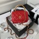 CHANEL Lambskin Quilted Metal Top Handle Flap CHB064