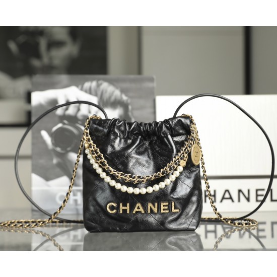 CHANEL 22 Mini Bag Gold Tone Black For Women  CHB071