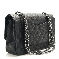 CHANEL Caviar Quilted Medium Double Flap Black CHB076