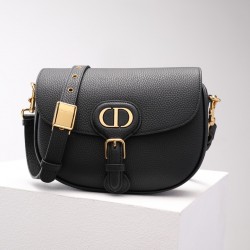 DIOR Black Pebbled Leather Small Dior Bobby Bag DOB046