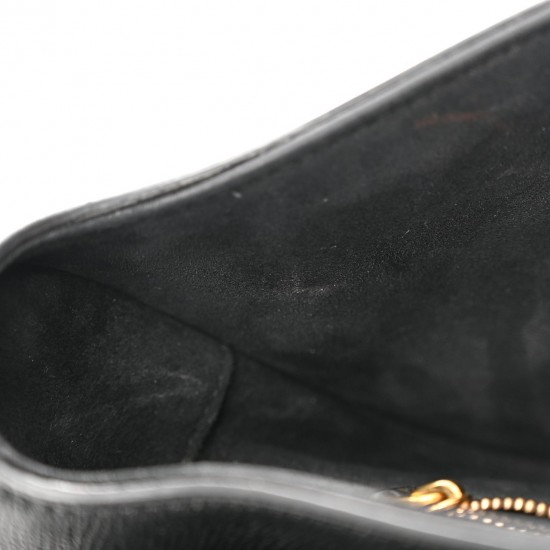 CHRISTIAN DIOR Grained Calfskin Saddle Bag Black DOB085