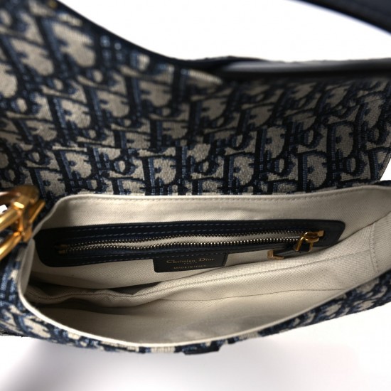 CHRISTIAN DIOR Oblique Saddle Bag Blue DOB087