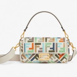 Fendi Baguette Multicolor canvas bag with FF embroidery FDB001