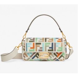 Fendi Baguette Multicolor canvas bag with FF embroidery FDB001