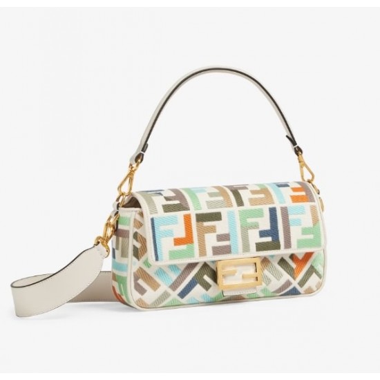 Fendi Baguette Multicolor canvas bag with FF embroidery FDB001