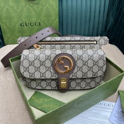 GUCCI GG Supreme Monogram Textured Dollar Calfskin Blondie Belt Bag Beige Ebony New Acero GUB043