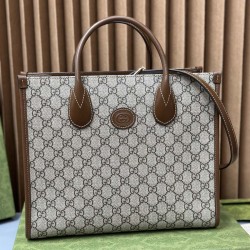 GUCCI Supreme Tote Bag Brown GUB055