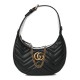 GUCCI Calfskin Matelasse Mini GG Marmont Half Moon Hobo Black GUB057