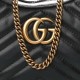 GUCCI Calfskin Matelasse Mini GG Marmont Half Moon Hobo Black GUB057