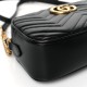 GUCCI Calfskin Matelasse Small GG Marmont Chain Shoulder Bag Black GUB058