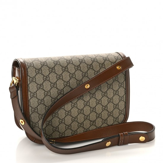 GUCCI GG Supreme Monogram Horsebit 1955 Shoulder Bag Beige Brown Sugar GUB059