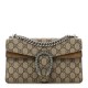 GUCCI GG Supreme Monogram Suede Crystal Small Dionysus Shoulder Bag Beige Ebony Taupe GUB060