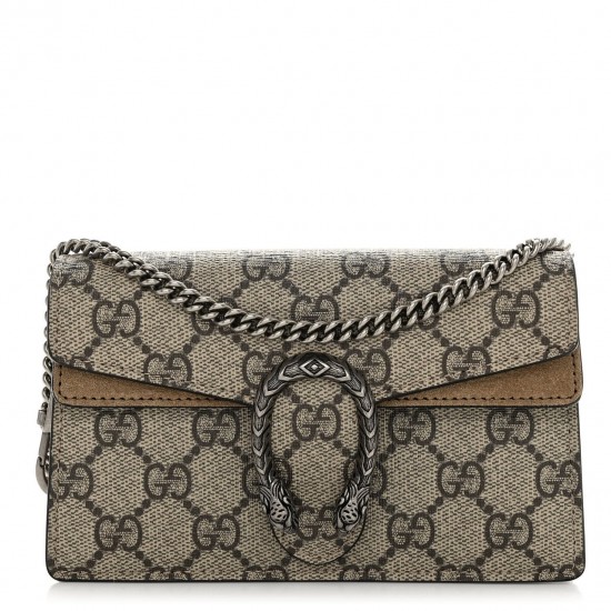 GUCCI GG Supreme Monogram Super Mini Dionysus Shoulder Bag Taupe GUB061