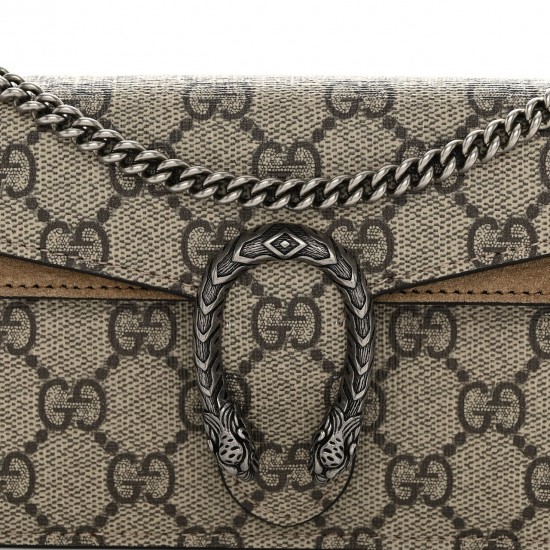 GUCCI GG Supreme Monogram Super Mini Dionysus Shoulder Bag Taupe GUB061