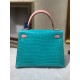 HERMES  Kelly25 HSS Shiny Aligator Crocodile HEB007