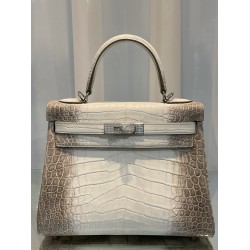 HERMES Kelly 28 Himalayan Crocodile PHW HEB009