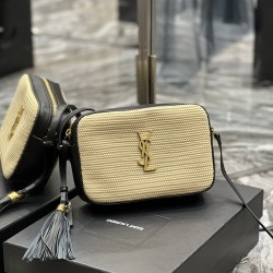 YSL Saint Laurent Woven Raffia Lou Camera Bag YB021