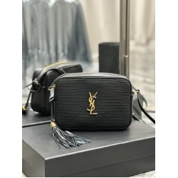 YSL Saint Laurent Woven Raffia Lou Camera Bag YB021