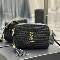 YSL Saint Laurent Woven Raffia Lou Camera Bag YB021