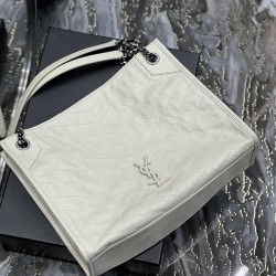 YSL Dark Gray Oil Wax Leather Shopping YB056