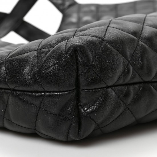 SAINT LAURENT Lambskin Quilted Maxi Icare Shopping Tote Black YB057